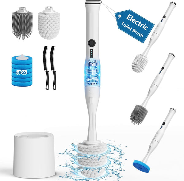 Leebein Electric Toilet Brush and Holder Set, Electric Toilet Bowl Scrubber Kit