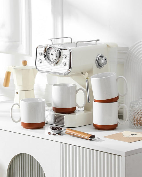 16oz Set 4, MALACASA Ceramic Coffee Mugs of Stackable Coffee Cups with Straight-Sided Design, Mugs for Coffee, Latte