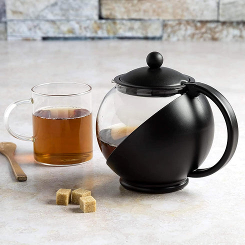 Primula Half Moon Teapot with Removable Infuser, Glass Tea Maker with Reusable Fine Mesh Stainless Steel Filter,