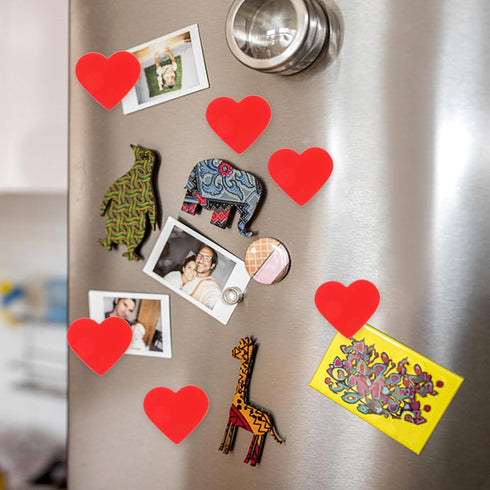 minkissy Red Heart Magnet Fridge Magnets, 40pcs Heart Shape Refrigerator Decors for Household Accessory