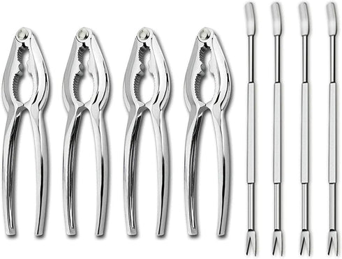Set 4 Crab Leg Crackers and Picks, of Easy-to-Use Lobster Crackers & Stainless Steel Lobster Picks, Crab Crackers