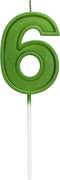 Green Number 6 2.76 Inches Large Number Candles Birthday Cake Topper Decoration for Anniversary Celebration Party
