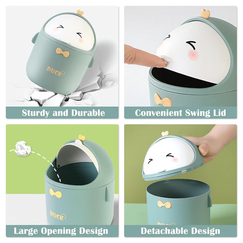 QLFJ-FurDec 90 Countertop Cute Desktop Trash Can Wastebasket with Trash Bags, Creative Mini Garbage Can with Lid, Small