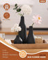 Mksuuoa Set 3 Decorative Flower Vase of - Modern Boho Style Black Vases, Ribbed Textures Ceramic Vase for Home Decor