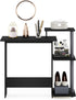 Furinno Efficient Home Laptop Notebook Computer Desk with Square Shelves, Black/Grey