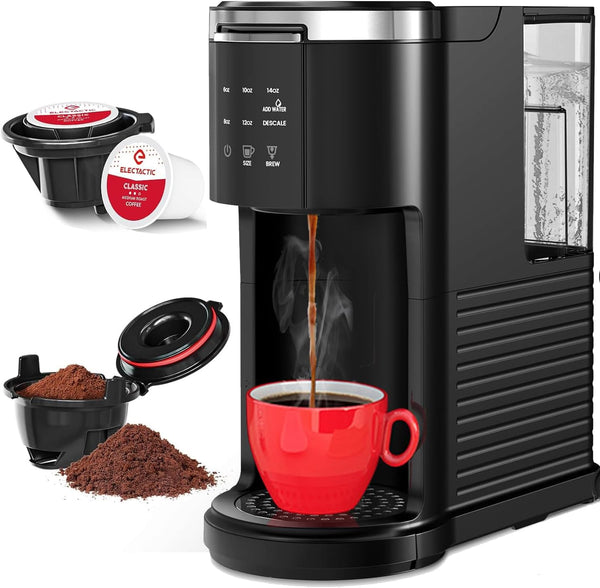 Electactic Single Serve Coffee Maker, 2 in 1 Kcup Pod & Ground