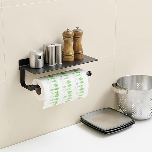 Hand Towel Holder for Bathroom -Paper Towel Holder Wall Mount - for Bathroom Black Paper Towel Holder with Shelf