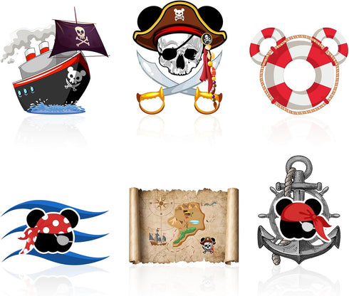 12 Pcs Cruise Door Magnet Stickers, Pirate Captain Mouse Sea Navigation Decorations for Cruise Ship Holiday Decor