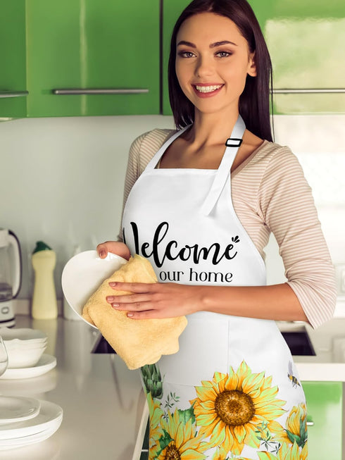 Bencailor 6 Pcs Adjustable Waterproof Kitchen Aprons, Themed Baking Cooking Aprons for Home