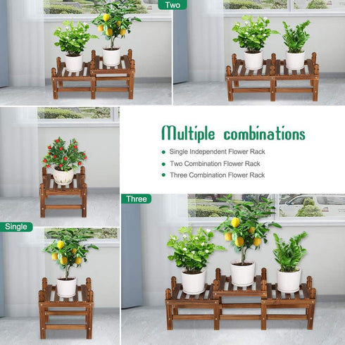 (33.5Long,Multiple Wood Flower Stand Small Plant Stand Indoor Outdoor Plant Shelf Low Window Shelf for Plants