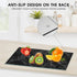 Tempered Glass Cutting Board for Kitchen, 16"x12" Black Marble Pattern, Heat Resistant, Dishwasher Safe