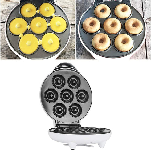 Electric Non Stick Doughnut Maker, Toaster Donut Machine for Home Snacks, Makes 7 Doughnuts