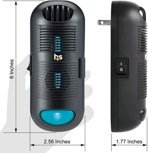 HealthSmart Air Purifier and Air Sanitizer with UVC Ultraviolet Light, Cleans up to 300 Square Feet, Black, 1 Count