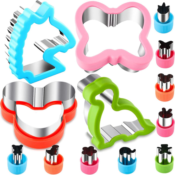Sandwich Cutter Set, 13 Pack Fruit Cutters for Kids Lunch, Butterfly Dinosaur Unicorn Mousehead Food Shaped Cookie