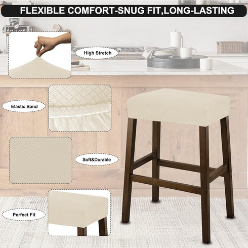 Counter A,2 Pack NeColorLife Rectangle Stool Covers,Stretch Waterproof Saddle Seat Covers for Height and Kitchen Island