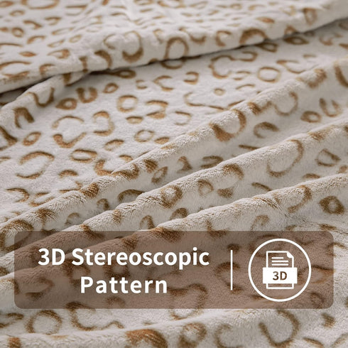 FY FIBER HOUSE Cheetah Print Blanket, Flannel Fleece Throw Blanket with 3D Leopard Print, 50"X60"