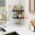 Set 2 Homode Corner Shelf Wall Mount, of Corner Floating Shelves with Wire Hole for TV, Cable Box, Wood Hanging Storage