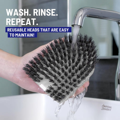 Replacement Bristle Brush Head for Extendable Tub Tile Shower Scrubber (1x Bristle Brush Gray) Non-Scratch