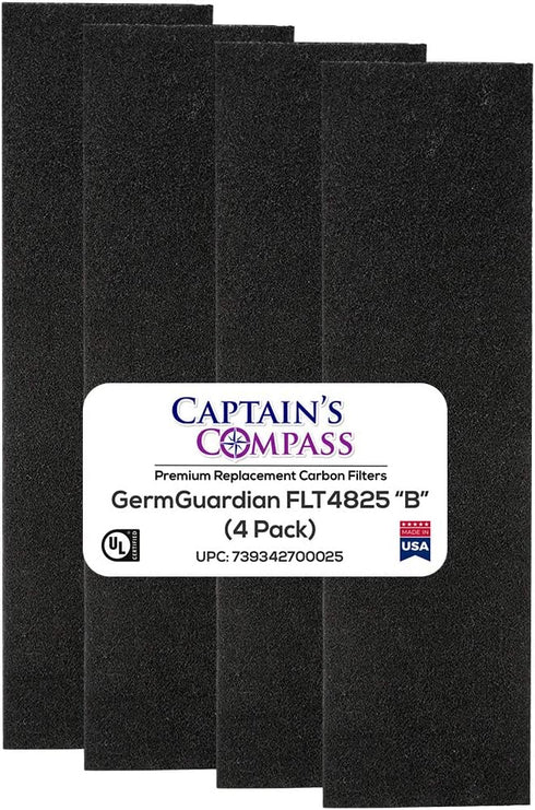 Captains Compass Replacement FLT4825 Carbon Pre Filter B 4-Pack for GermGuardian AC4800 Series