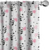 Lunarable Panda Window Curtains, Cartoon Style Bear Drawings with Pinkish Foliage Leaves, 2-Panel Set - 28" x 63", Pink
