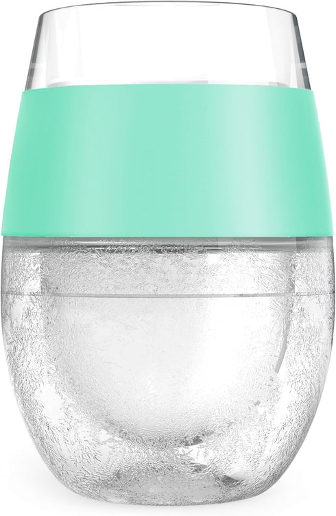 Host Wine Freeze Cup Set of 2, Plastic Double Wall Insulated Wine Glasses with Freezing Gel, 8.5 oz Mint