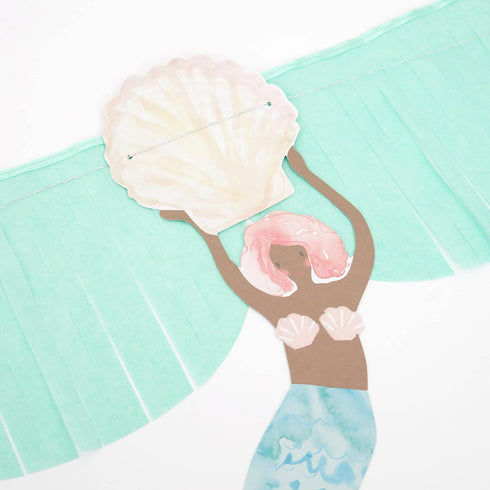 Meri Meri Mermaid Fringe Party Banner (Pack of 2), 8.5' Party Garland for Mermaid Party Decorations