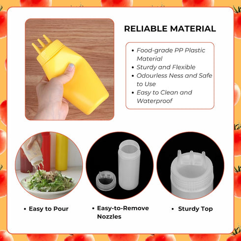 3 (24oz, beyonday Seasoning Squeeze Bottles, Hole Ketchup Mustard Dressing Squeeze Squirt Bottles, Salad Sauce
