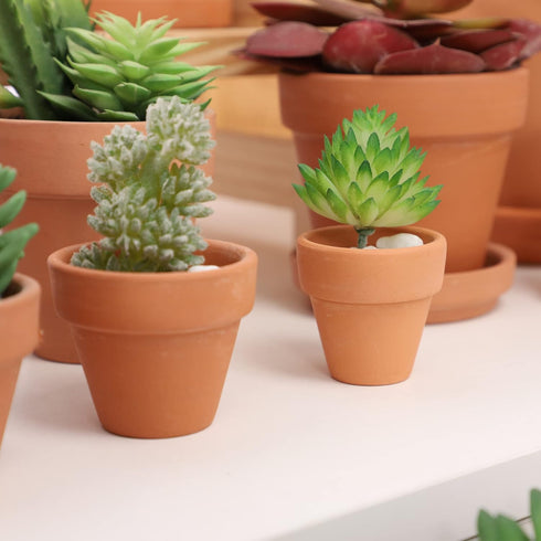 Yishang 1.9 Inch Tiny Terracotta Pots, Pack of 12 Mini Clay Pots with Drainage Holes for Tiny Cactus