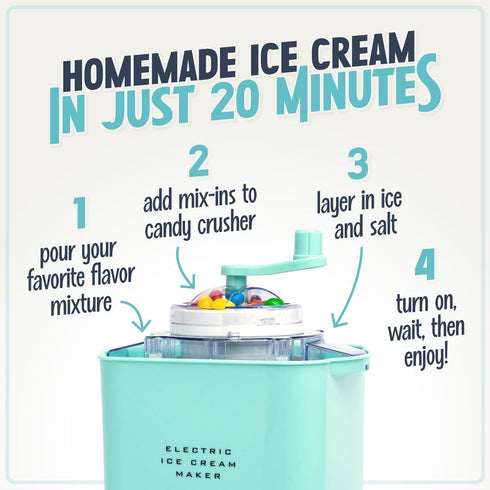 Nostalgia Electric Ice Cream Maker, Old Fashioned Soft Serve Machine, Aqua - 2 Quart