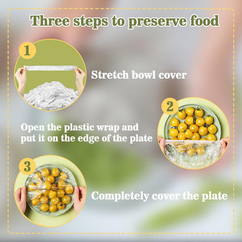 Sukh 100PCS Reusable Bowl Covers, Thickened Plastic Elastic Food Covers for Outdoor Party Supplies, Fresh Keeping Bags