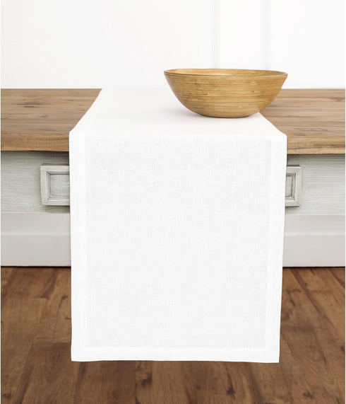 Solino Home Linen White Table Runner 36 Inches - 100% Pure Linen Small Runner for Dresser & Coffee Tables