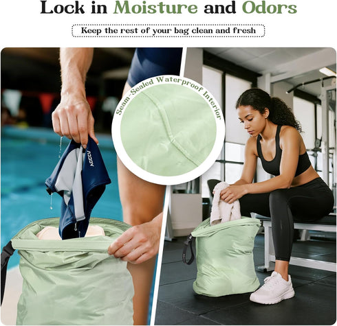 CANBOX 2-Pack Waterproof Travel Laundry Bags, Wet Dry Organizer to Block Odors & Prevent Suitcase Leaks, Roll-Up Dirty