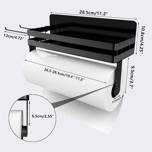 2 Pack 2 Paper Towel Holder Fridge Magnetic with Shelf - Paper Towel Holder Without Drilling + Magnet Spice Racks