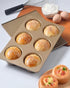 3.7inch 6 Muffin Top Pan for Baking with Lid Jumbo Size, Cup Straight Side Professional English Muffin Cupcake Pan