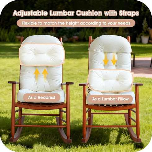 Set Rocking Chair Cushion Indoor Large Chair Pads with Ties Extra Lumbar Pillow Premium Dutch Velvet High Resilience