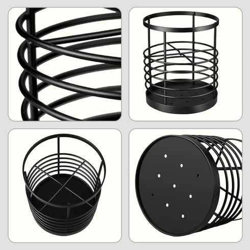 RedCall Utensil Holder, Black Metal Spatula Holder for Kitchen Countertop, Cooking Utensil Organizer, Stainless Steel