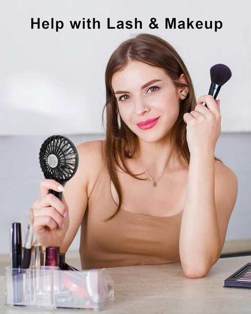 TriPole Handheld Mini Fan, Battery Operated Small Personal Portable Fan, Speed Adjustable USB Rechargeable (Black)