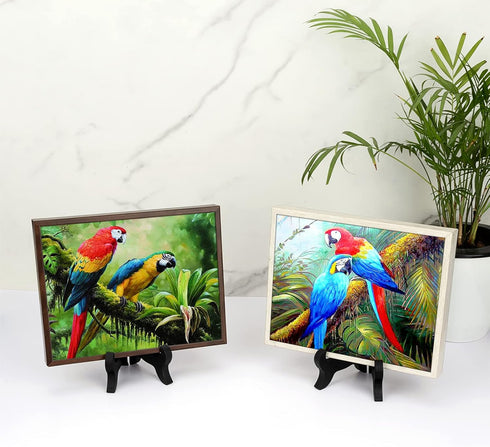 Petutu 6 Pack Wooden Display Stand Plate Easels Holder (Black)