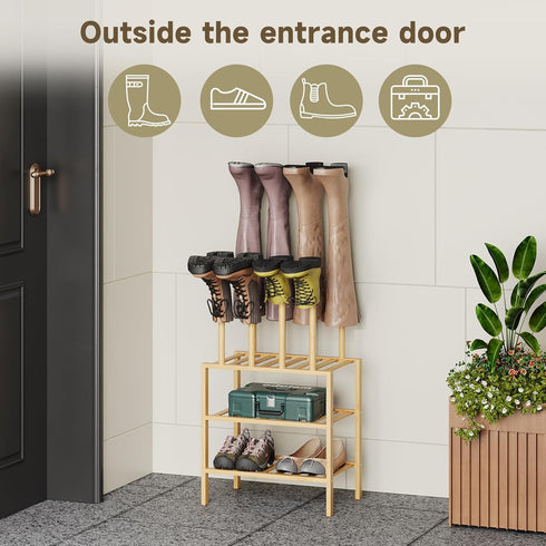 Vellzeyce Organizer,3-Tier 3-tier-short) Boot Rack for Tall Boots Multiuse Shoe Rack and Boot Storage Rack,for Tall