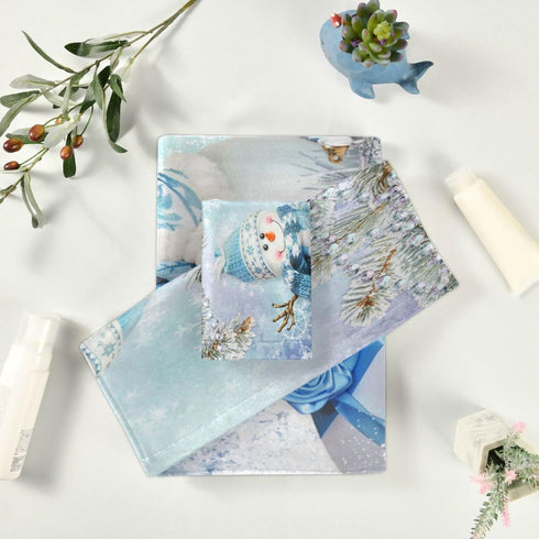 Sets, 3-Piece 1 1 1 Set 3 ALAZA Towel Bathroom Christmas Winter Snowman Towels Bath Towel Washcloth Hand Towel
