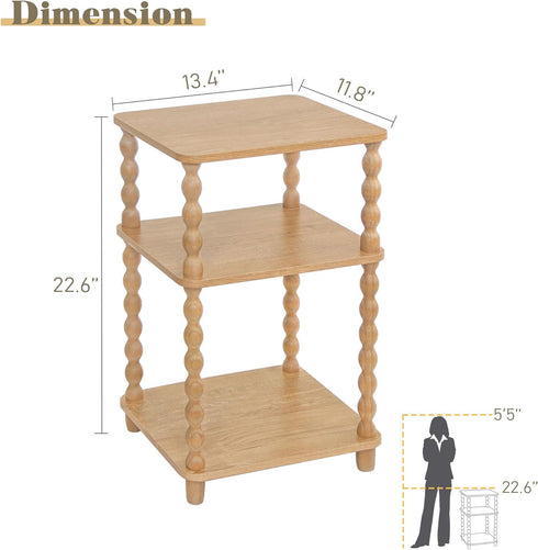 3 Fultyle End Table, Modern Side Table with Tier Open Shelf, Small Table Bed Side Tables Bedroom for Small Spaces