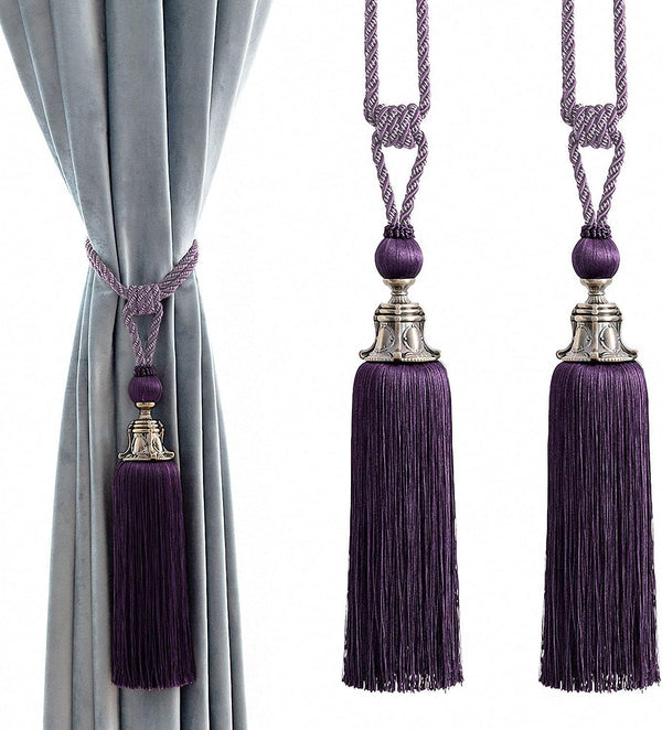 Melodieux Decorative Curtain Tiebacks, Antique Tassels Holdbacks for Home Office Windows Drapery Fasteners, Set of 2