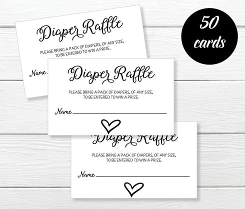 All Ewired Up 50 Gender Neutral Watercolor Heart Baby Shower Diaper Raffle Tickets - Lottery Insert Cards for
