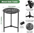 1-Pack 13-Inch Party Zealot Small Round Metal Side Tables, Black Outdoor End Tables for Patio, Balcony, Porch or Garden