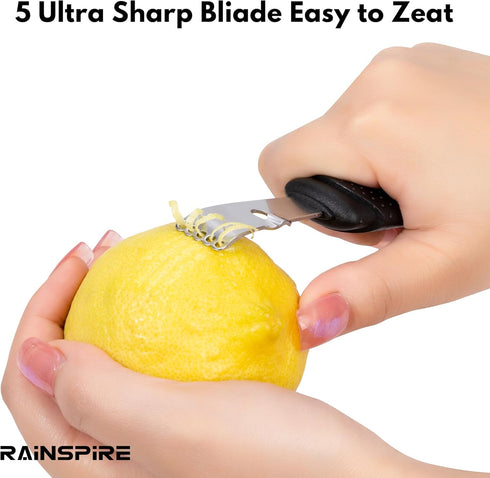 Rainspire 2-in-1 Lemon Zester Tool with Channel Knife, Stainless Steel Citrus Zester Tool, Lemon Peeler, Zesters