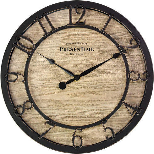 Presentime & Co 10" Farmhouse Series Wall Clock - Vintage Design, Cottage Style, Oil Rubbed Bronze