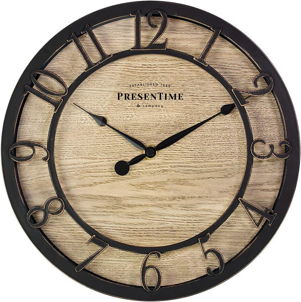 Presentime & Co 10" Farmhouse Series Wall Clock - Vintage Design, Cottage Style, Oil Rubbed Bronze