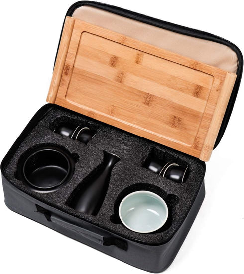 Dltsli Set 10pcs Set 1 1 1 1 6 Ceramic Sake with Warmer Pot Tray, Stovetop Porcelain Pottery Hot Saki Drink Bottle