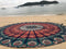 raajsee Round Beach Tapestry, 70 Inch Blue Orange Mandala Throw, Boho Hippie Blanket, Yoga Mat, Picnic Rug