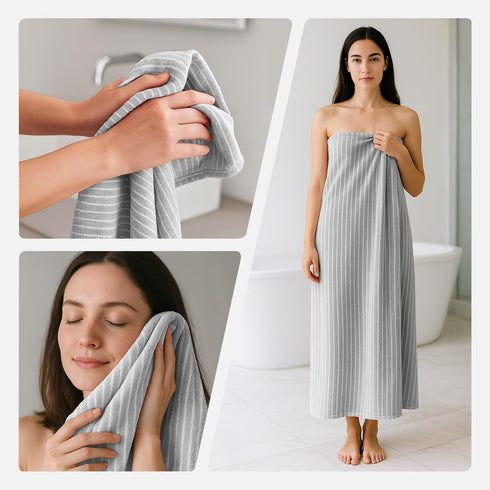 Set 6 35"x70" 100% 2 2 2 REDKISS Ultra Soft Bath Towels of Large | Microfiber, Highly Absorbent & Quick Dry | Grey